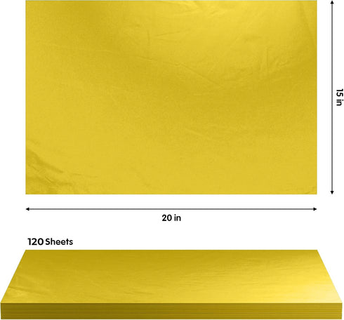 120 Sheets Yellow Tissue Paper - 15" x 20" Packing Paper Sheets for Moving and Gift Wrapping Supplies