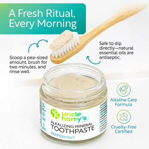 Uncle Harry's Peppermint Remineralizing Toothpaste | Natural Whitening Tooth Paste Freshens Breath & Promotes Enamel |