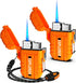 Torch Lighter, 2 Pack Butane Lighter, Windproof Outdoor Gas Lighter for Camping BBQ, Gifts for Men (Without Gas)