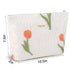 Tulip Makeup Bag for Women, Floral Zipper Cosmetic Pouch, Large Capacity Quilted Canvas Organizer