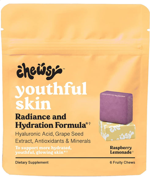 Youthful Skin Fruity Chews Vitamins | Radiance & Hydration Formula, Hyaluronic Acid, 6-Day Supply