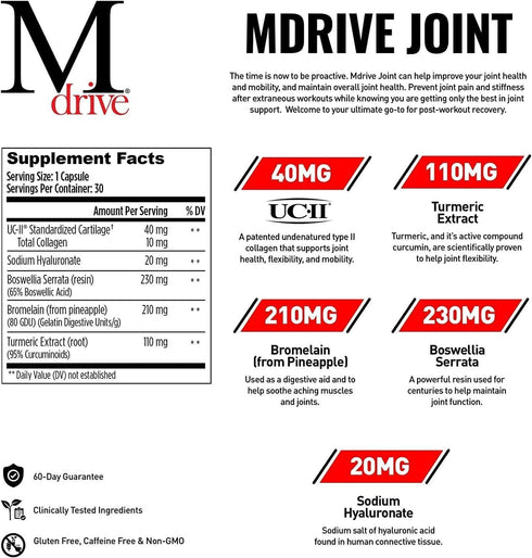 Mdrive Joint Support Supplement for Men - 30ct - Supports Healthy Joint Function, Flexibility & Comfort
