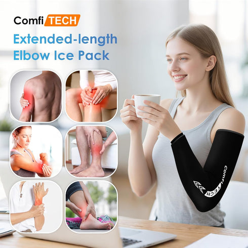 Pack Elbow, Pack ComfiTECH Full Arm Ice Wrap for Pitchers, Extended-Length Flexible Sleeve for Tennis Forearm, Wrist