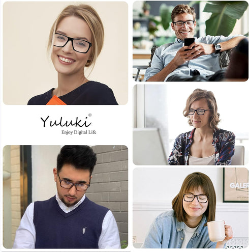 5 Pack Blue Light Blocking Reading Glasses for Men Women, Square Frame Computer Readers, Anti Glare 1.75