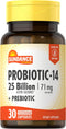Sundance Probiotic-14 | 30 Capsules with 25 Billion Cultures and Prebiotics, Vegetarian, Non-GMO, Gluten Free