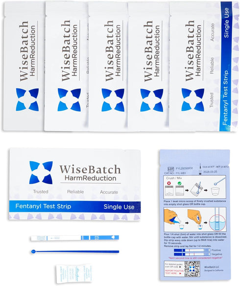 WiseBatch Harm Reduction WiseBatch Fentanyl Test Strip + MicroScoop and Instructions, Pack of Twenty-Five (25)