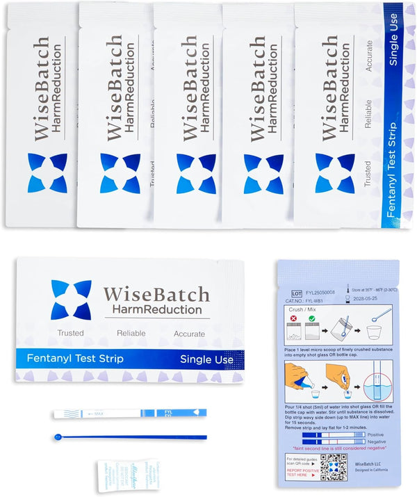 WiseBatch Harm Reduction WiseBatch Fentanyl Test Strip + MicroScoop and Instructions, Pack of Twenty-Five (25)