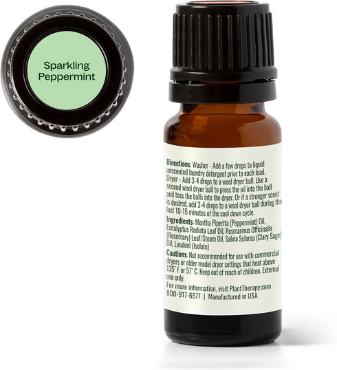 Plant Therapy Sparkling Peppermint Laundry Essential Oil Blend, 10 mL (1/3 oz) Pure, Undiluted Wash Fragrance and Scent