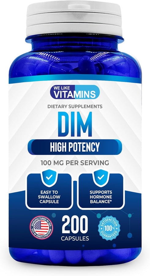 We Like Vitamins DIM 100mg 200 Capsules for Healthy Estrogen and Hormone Levels, 200 Day Supply