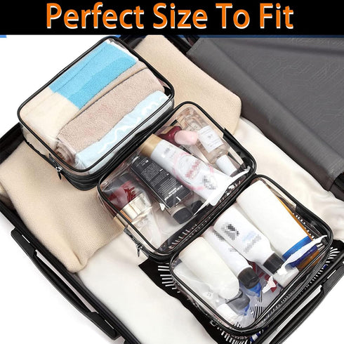 6 Pieces Clear Makeup Bags, Portable Travel Pouch with Zipper, TSA Approved Waterproof Vinyl Plastic Organizer Case