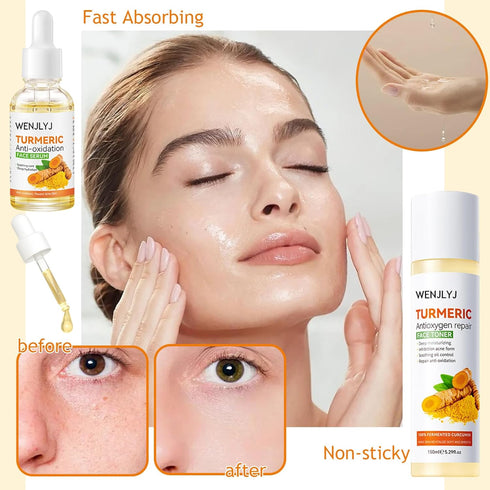 Turmeric Soap Skincare Set with Honey Face Sheets Mask, Travel Size Turmeric Face Wash, Moisturizing Gift Set for Women