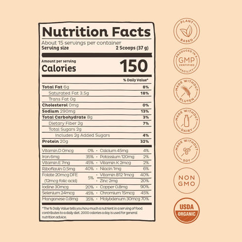 KOS Vegan Protein Powder - Salted Caramel Coffee, Low Carb Pea Protein Blend, Organic Plant Superfood, 15 Servings