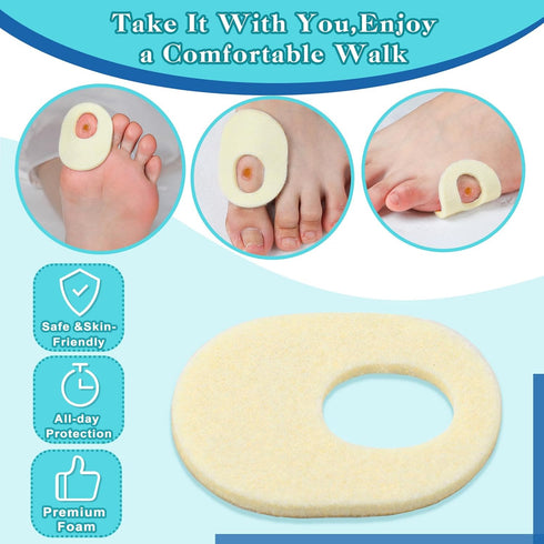 72 Pieces Felt Callus Cushions, Oval Adhesive Pads for Foot Pain Relief, Soft Breathable Corn Cushions for Men and Women