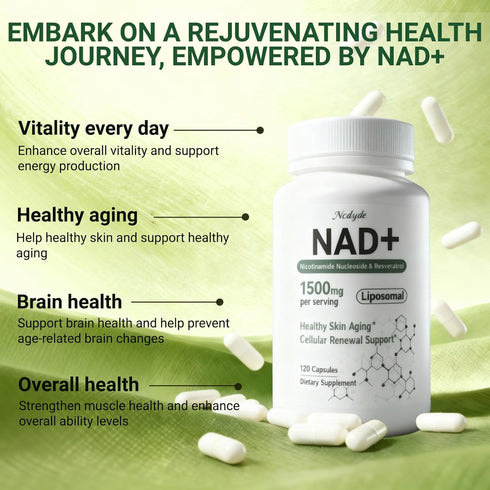 Ncduyde 1500 120 NAD+ Supplement, Liposomal NAD Nicotinamide Riboside Resveratrol mg - Anti-Aging & Brain Health