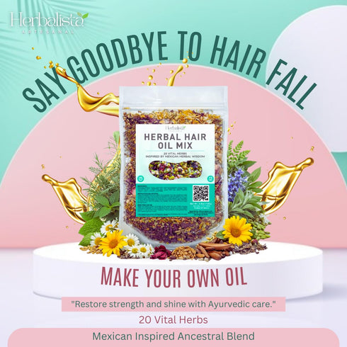 HERBALISTA 3.5oz (100g) 20 Premium Herbal Hair Oil Mix | Mexican-Inspired Ayurvedic Herbs | Longer-Looking Hair