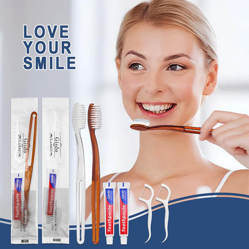 100 pcs Disposable Toothbrushes with Toothpaste Floss, Individually Wrapped, 10g Toothpaste for Homeless, Airbnb, Hotel