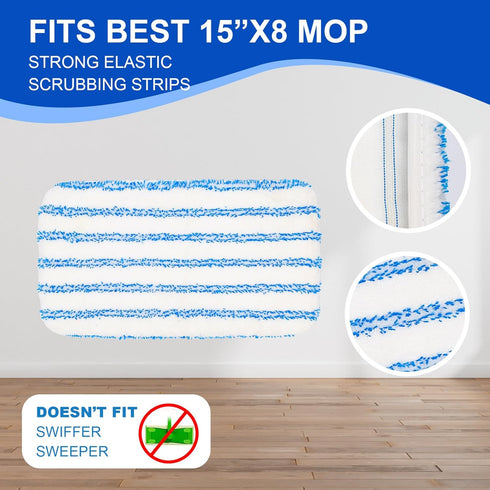 kCarpoly 4 Pack 15*8 inch Reusable Mop Replacement Pads Suitable for Flat Mops, Compatible with Hardwood Floor More