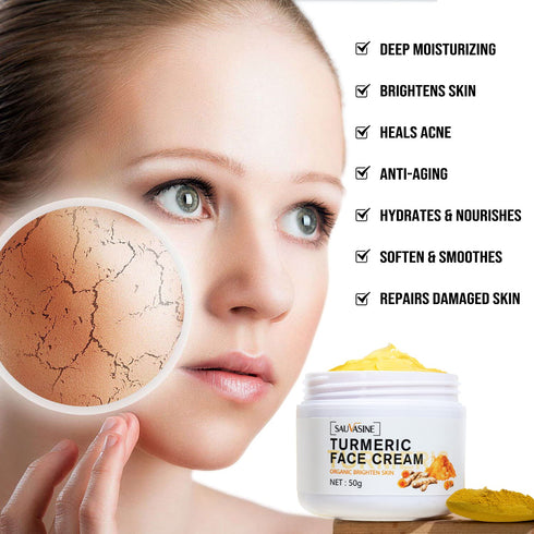 Lanthome Turmeric Face Cream - 50g Anti-Aging Moisturizer for Dark Spots and Even Skin Tone
