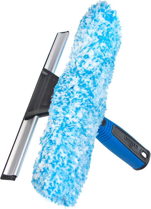 Unger 10” Professional Squeegee & Scrubber - 2-in-1 Window Cleaning Tool for Commercial & Residential Use