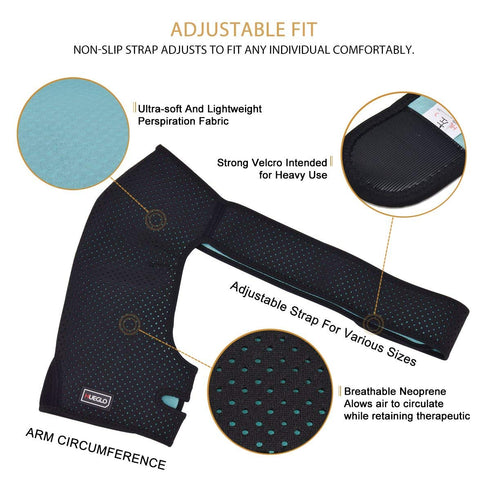 Hueglo Right Shoulder Brace - Adjustable Support for Rotator Cuff Pain Relief, Dislocated AC Joint, and Tendinitis