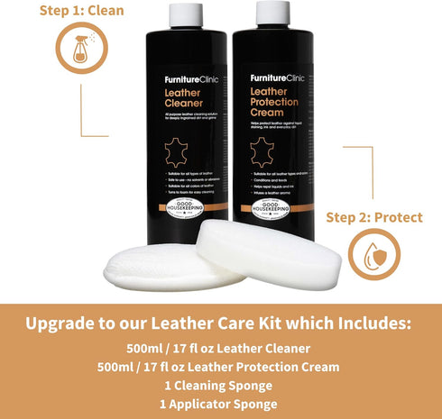Furniture Clinic Leather Cleaner 17oz | Non-Toxic All-Purpose Solution for Couches, Car Seats, Purses, Shoes & Saddles
