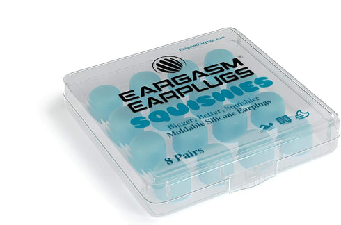 Eargasm Squishies - Blue Moldable Noise Reduction Ear-Plugs for Sleeping, Snoring, Working, Swimming - Storage Case