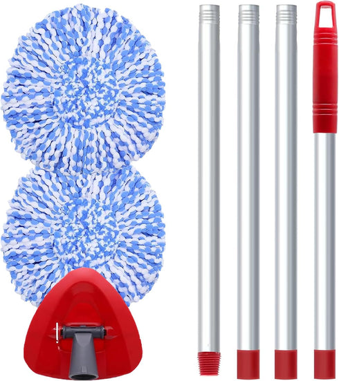 Spin Mop Replacement Head Compatible with O-Cedar RinseClean 2 Tank, 2 Microfiber Refills + Mop Stick (30-58")