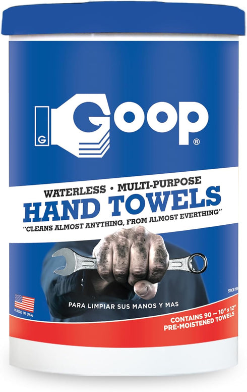 Goop Multi-Purpose Waterless Hand Cleaner Towels - 90 Towels, 10" x 12"