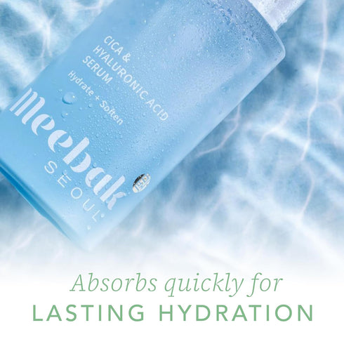 Meebak Korean Hyaluronic Acid Serum for Face with Vitamin C, CICA, Anti Aging, Glow, Hydrating, 1.01 fl oz