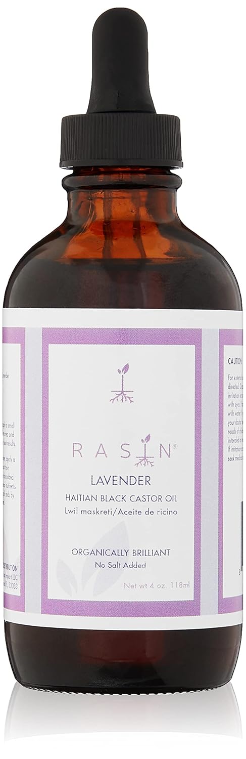 Rasin Castor Haitian Oil, Organically Brilliant Black Castor Oil, Lavender, 4 Fl Oz