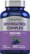 Piping Rock Resveratrol Complex 1800 mg - 180 Capsules, Non-GMO, Gluten Free Grape Seed Extract Supplement