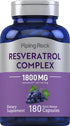 Piping Rock Resveratrol Complex 1800 mg - 180 Capsules, Non-GMO, Gluten Free Grape Seed Extract Supplement