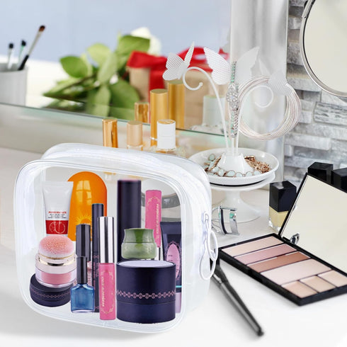 PLULON TSA Approved Toiletry Bag, 2 Pack Small Makeup Bag for Purse, Clear Mini Cosmetic Zipper Pouch