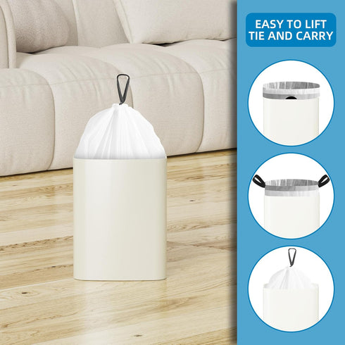 120 Count 1.6 Gallon Mini Drawstring Trash Bags - Small Garbage Bags by KSSKSS for Home Office