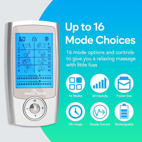 Mini Electronic Pulse Stimulator - Easy@Home TENS Unit Muscle Massager for Pain Relief Therapy