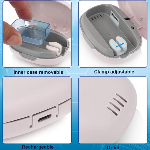 NewWay Pink Mini Toothbrush Cover, Rechargeable Travel Toothbrush Case with Holder for Household and Business Trip