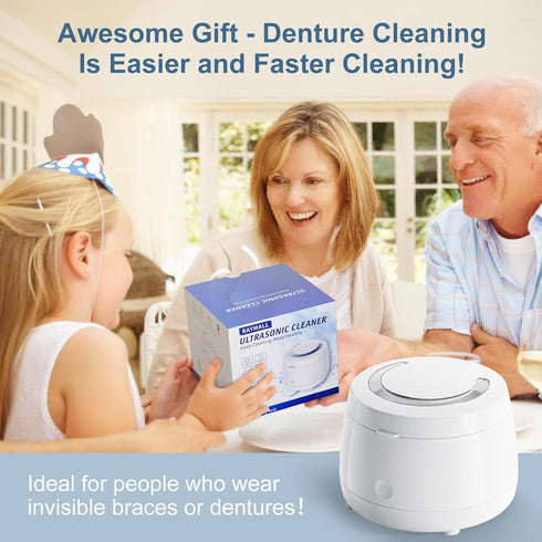 Ultrasonic Retainer Cleaner, Portable Sonic Cleaning Appliance for Dentures, Jewelry Cleaning Machine for Home Travel