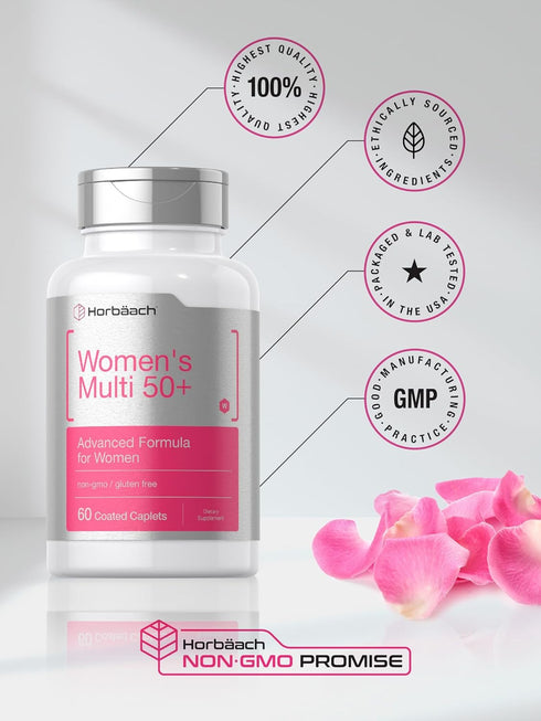 Horbaach Women's Multivitamin 50 Plus, 60 Coated Caplets, Advanced Vitamin Formula