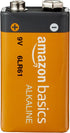 Amazon Basics 4-Pack 9 Volt Alkaline Performance All-Purpose Batteries, 5-Year Shelf Life, Packaging May Vary