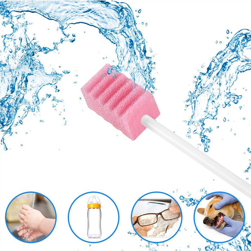 (50 Pack) Disposable Sterile Oral Swabs, Unflavored Dental Sponge Swabsticks for Mouth or Gum Cleaning