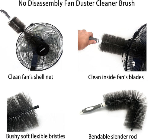 Fan Duster Cleaner Brush, Bendable Cleaning Brush for Tower Fans, Floor Fans, and Blinds, Gray