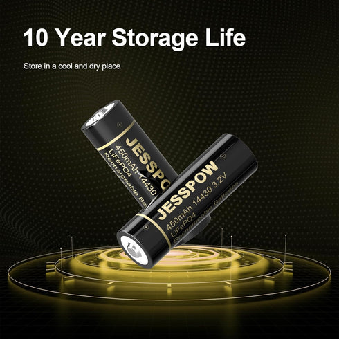 JESSPOW 3.2 Volt Rechargeable Solar Battery - 450mAh LiFePo4 Batteries 8 Pack for Outdoor Lights and Devices