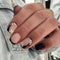 Press on Nails Short Square Black French Fake Nails, 24 Pcs Full Cover with Designs for Women and Girls.