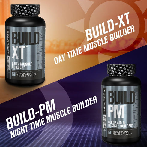 Jacked Factory Build PM Night Time Muscle Builder & Sleep Aid Supplement with VitaCherry, Ashwagandha, Melatonin - 60