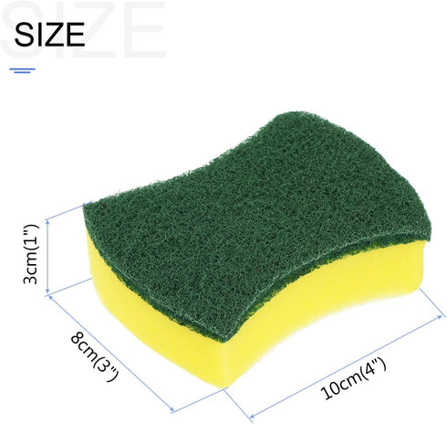 Kitchen Cleaning Sponges (10 x 8cm/4" x 3") 6pcs, Scrub Sponges Non-Scratch Scouring Pads - for Cleaning Dishes, Pots and Pans, Green