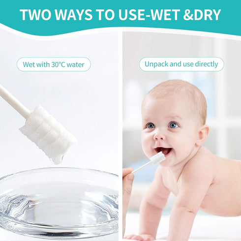 Dearlomum Baby Tongue Cleaner, 96PCS Disposable Newborn Toothbrushes, Gauze Gum Cleaner for 0-36 Months Dental Care