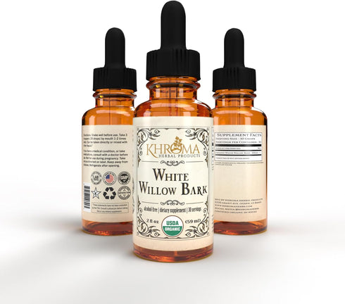 Organic White Willow Bark 30 Servings - 800 MG Per Serving - 2 FL OZ Liquid in a Glass Bottle - Salix Alba