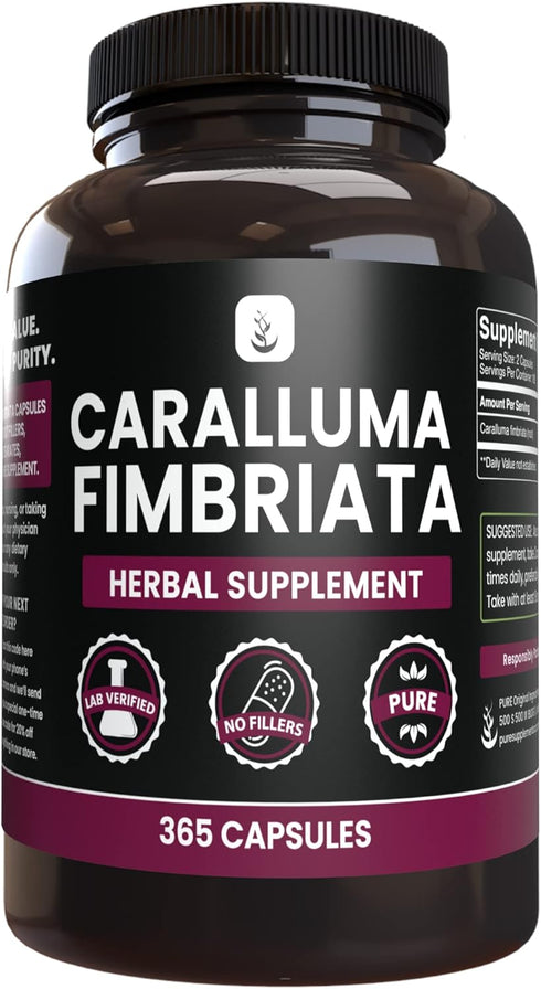 PURE ORIGINAL INGREDIENTS Caralluma Fimbriata, 365 Capsules, No Fillers, Always Pure, Lab Verified