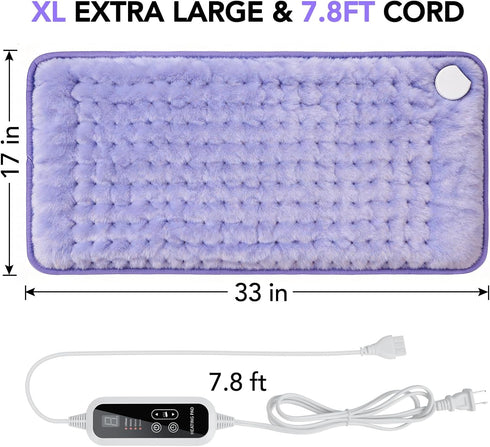 VSTKEN 33"x17" Pad,6 Settings &4 Heating Pad for Back Pain Relief - Extra Large Electric Heat Heat Auto Off, Machine