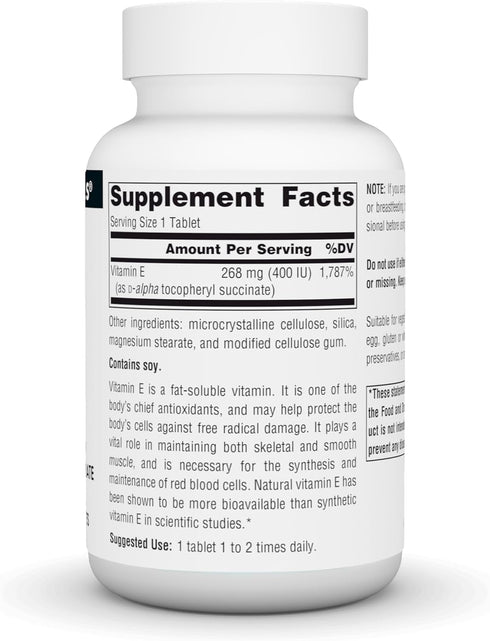 Source Naturals Vitamin E, 400 iu Fat-Soluble Antioxidant - 100 Tablets